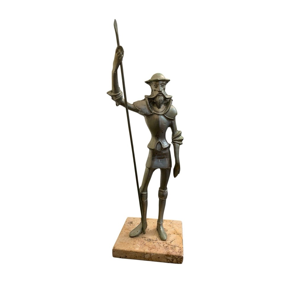 Don Quixote Statue Man of La Mancha Knight Sculpture Marble Brass Bronze Spanish